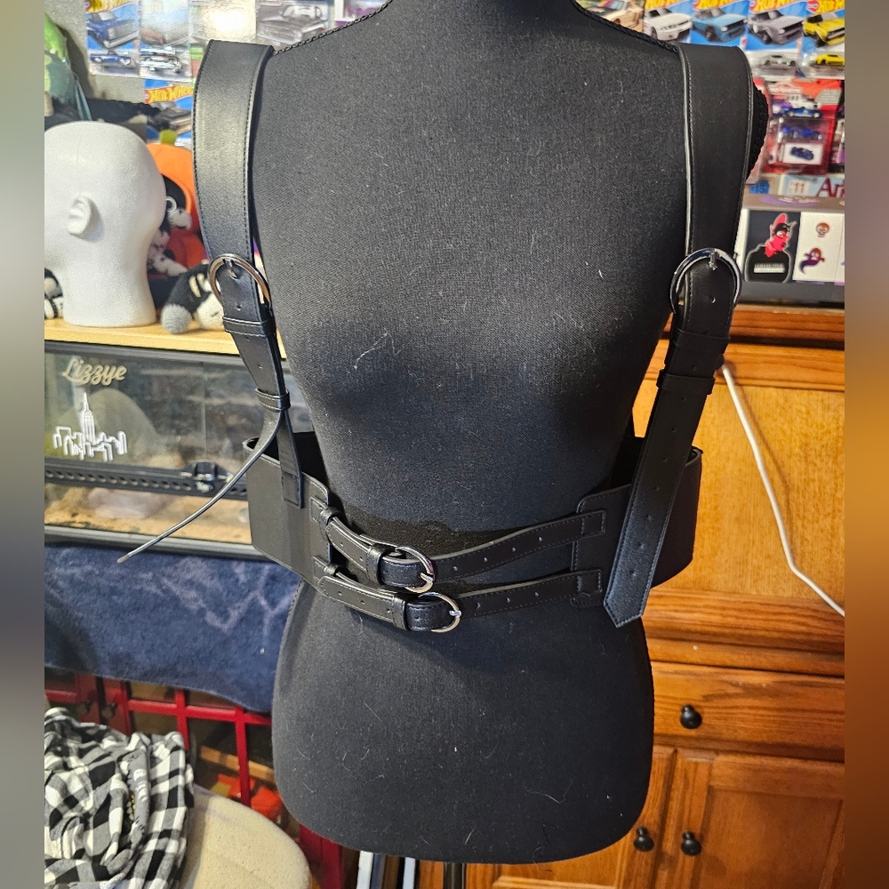 Killstar Black Leather Harness Belt